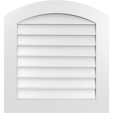 Ekena Millwork Arch Top Surface Mount PVC Gable Vent: Functional, w/ 3-1/2"W x 1"P Standard Frame, 28"W x 30"H GVPAR28X3001SF